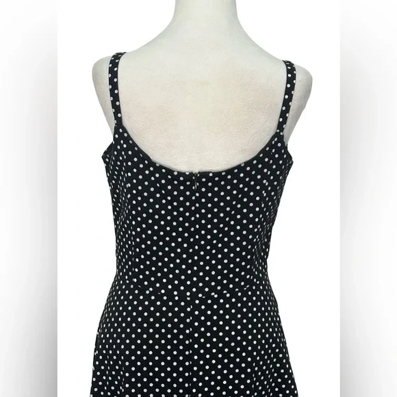 K & Co Polka Dot Dress Black White Fit Flare Sleeveless 10 Wedding Guest Retro - Picture 6 of 8